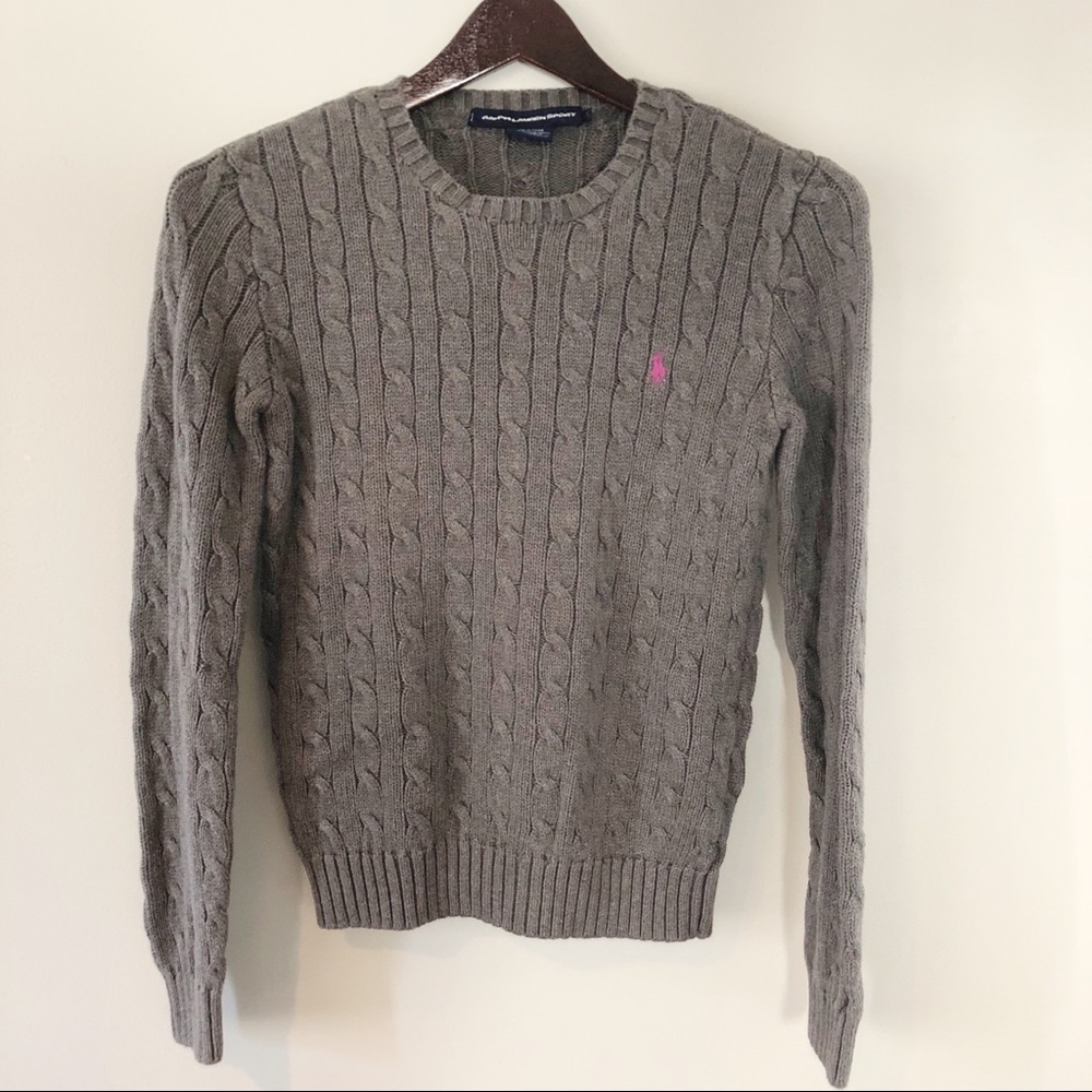 Ralph Lauren cable knit gray sweater size small